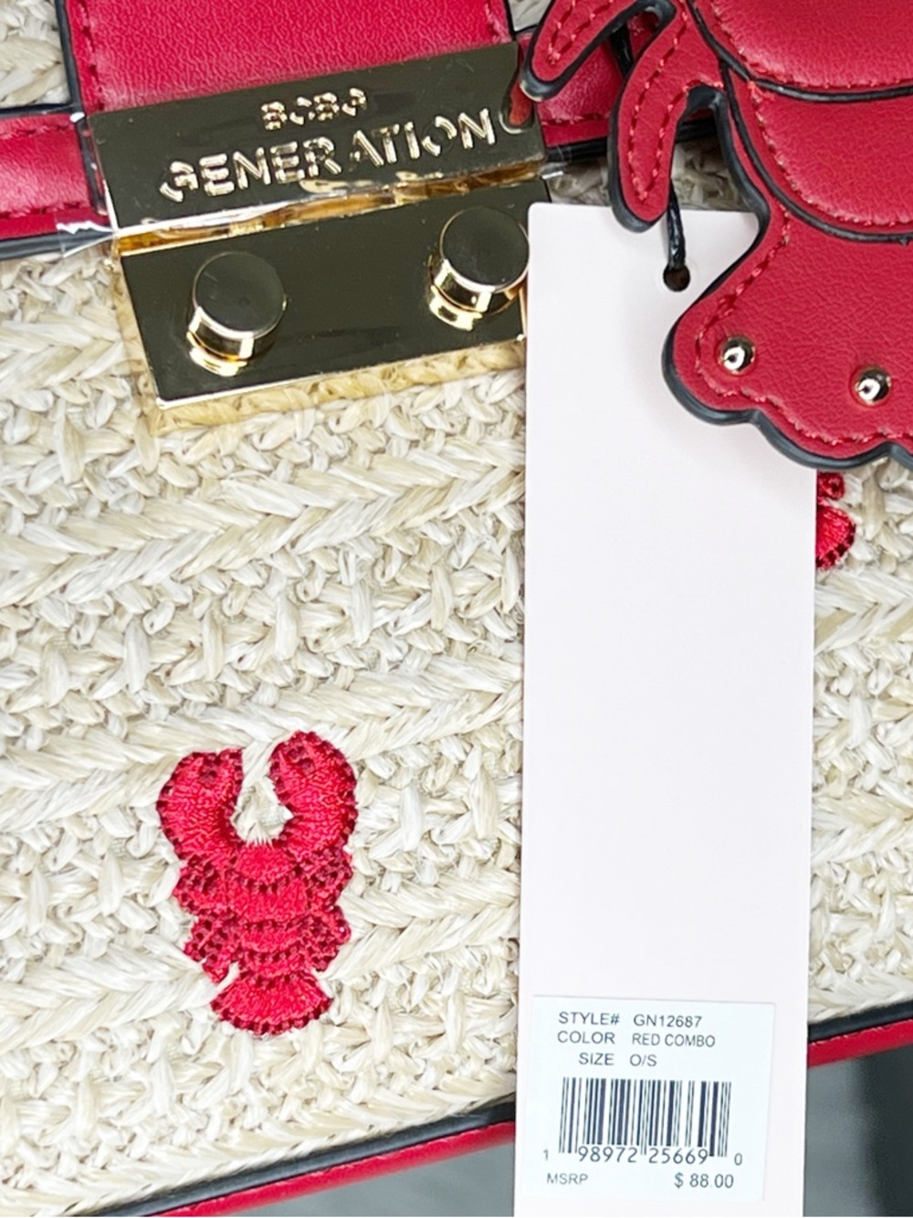 BCBGENERATION Straw Lobster Top Handle Bag With Crossbody Strap - Picture 6 of 8